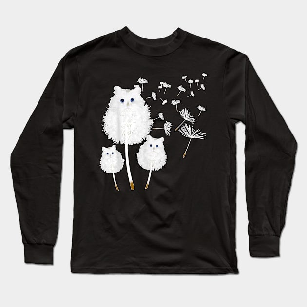 Cat Dandelion Flower Cat Lover Gift Long Sleeve T-Shirt by Peter Smith